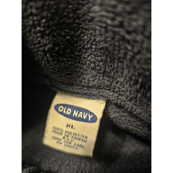 Vintage XL Old Navy Spell out Navy Blue Quarter Zip Fleece Pullover Y2K - Picture 3 of 6